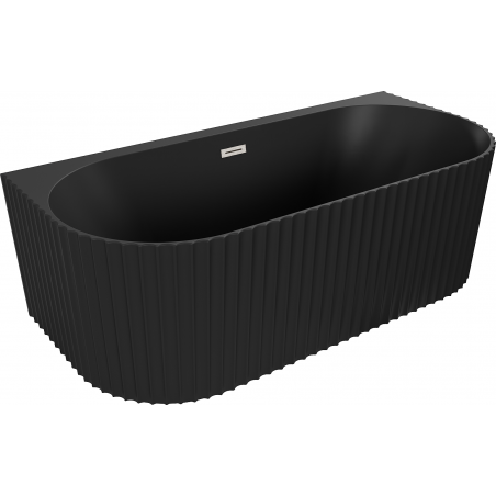 Mexen Sella laisvai pastatoma prie sienos rifliuota vonia 170 x 80 cm, juoda matė, nikeliu šlifuotas perpylimas - 52711708071-97
