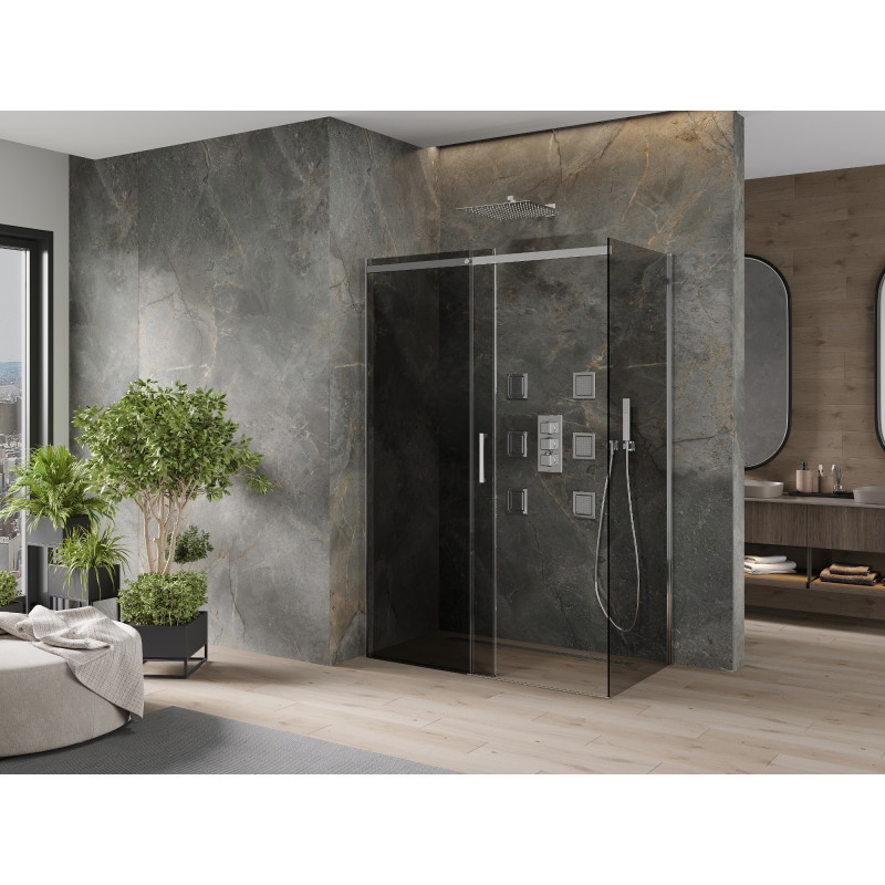 Mexen Omega stumdomų durų dušo kabina 140 x 80 cm, grafitas, chromas - 825-140-080-01-40