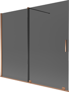 Mexen Velar dvisluoksnis, dviejų dalių stumdomas vonios ekranas 180 x 150 cm, grafitas, rožinis auksas - 896-180-000-41-60