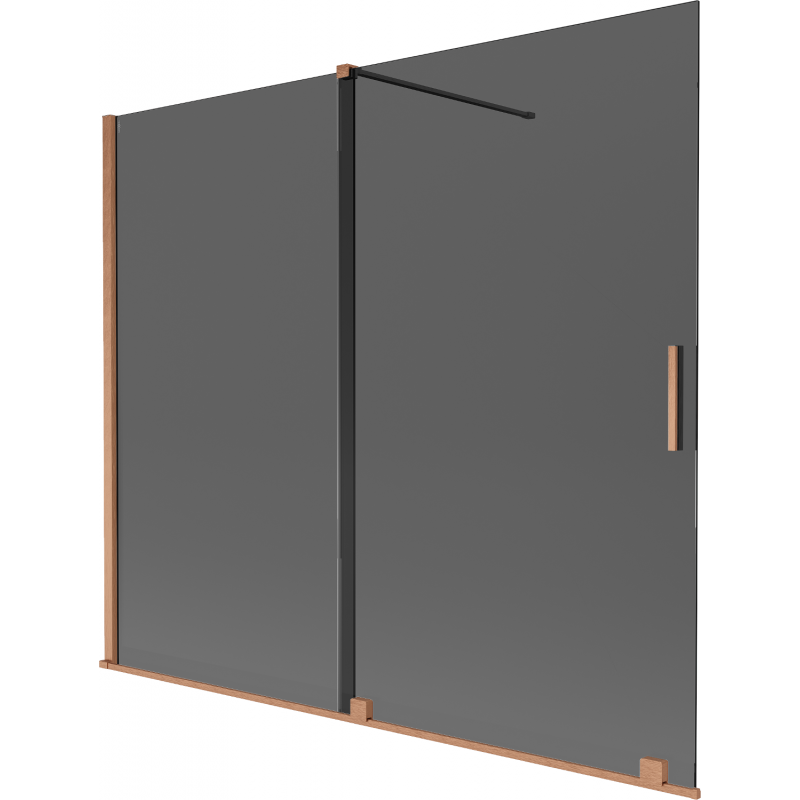 Mexen Velar dviejų durų stumdomas vonios ekranas 180 x 150 cm, grafitas, šlifuotas varis - 896-180-000-41-65