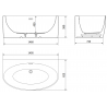 Mexen Bruna pastatoma vonia prie sienos 150 x 82 cm, blizgi balta, šlifuota vario perpildymo anga - 52731508200-65