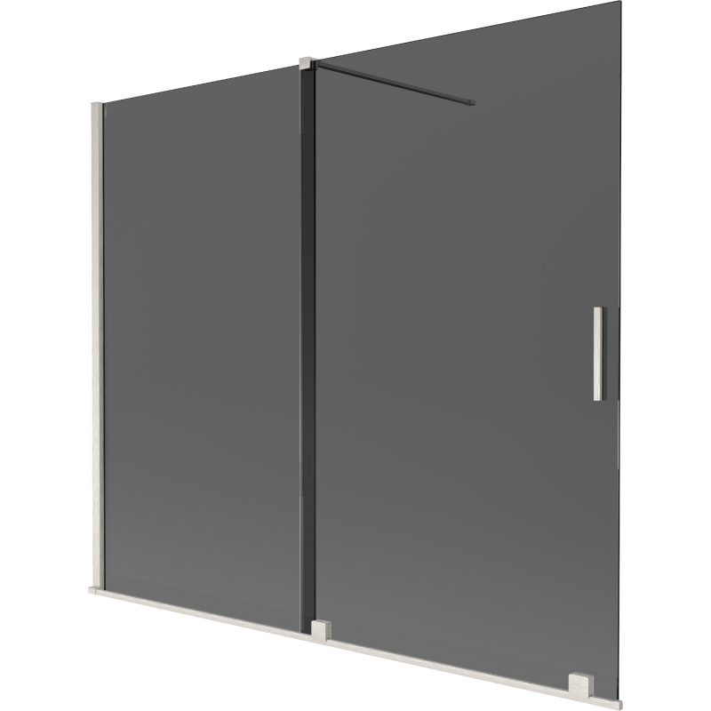 Mexen Velar vonios kambario stumdomas dušo užuolaida, 2 sparnai, 180 x 150 cm, grafitas, šlifuotas nikelis - 896-180-000-41-97