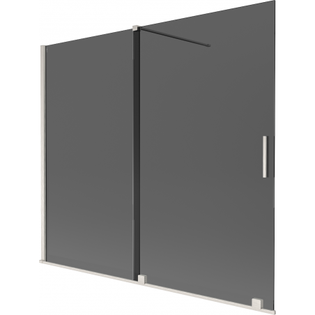 Mexen Velar vonios kambario stumdomas dušo užuolaida, 2 sparnai, 180 x 150 cm, grafitas, šlifuotas nikelis - 896-180-000-41-97