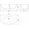 Mexen Bruna laisvai pastatoma prie sienos vonia 170 x 88 cm, balta blizgi, auksinis šlifuotas perpylimas - 52731708800-55