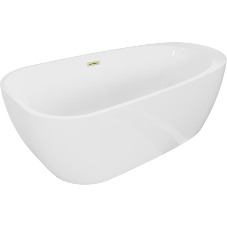 Mexen Giada laisvai pastatoma vonia 170 x 90 cm, balta blizgi, auksinis matinatas persipylimas - 52741709000-55