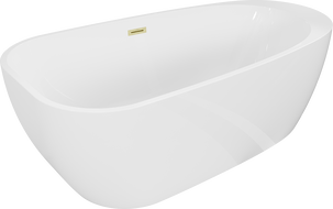 Mexen Giada laisvai pastatoma vonia 170 x 90 cm, balta blizgi, auksinis matinatas persipylimas - 52741709000-55