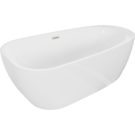 Mexen Giada laisvai pastatoma vonia 170 x 90 cm, blizgi balta, matinio nikelio perpildymas - 52741709000-97