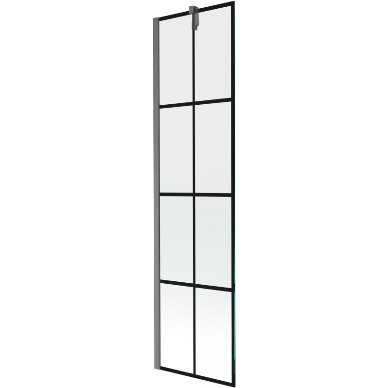 Mexen Next 1-durų vonios pertvara 50 x 150 cm, juodas tinklelis, šukuotas pistoletų pilkumas - 895-050-000-00-77-66