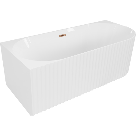 Mexen Gia vonia pastatoma kampinė rifliuota kairė 150 x 75 cm, balta blizgi, išleidimas rožinis auksas - 52701507500L-60