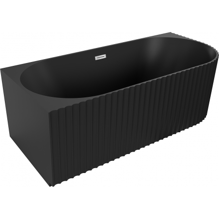 Mexen Gia laisvai stovinti kampinė rifliuota vonia kairė 150 x 75 cm, juoda matinė, chromuotas pertekėjimas - 52701507571L-01