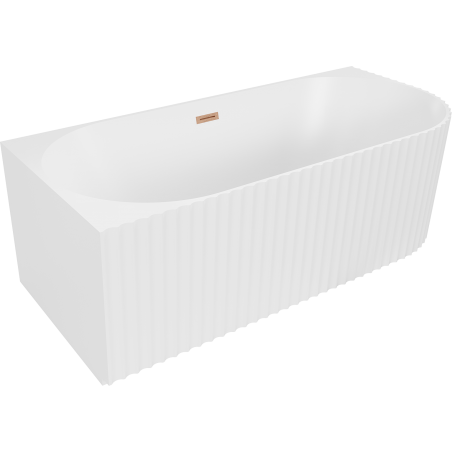 Mexen Gia laisvai stovinti kampinė rifliuota kairė 170 x 80 cm, matinė balta, perteklius šlifuotas varis - 52701708001L-65