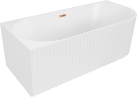 Mexen Gia laisvai stovinti kampinė rifliuota kairė 170 x 80 cm, matinė balta, perteklius šlifuotas varis - 52701708001L-65