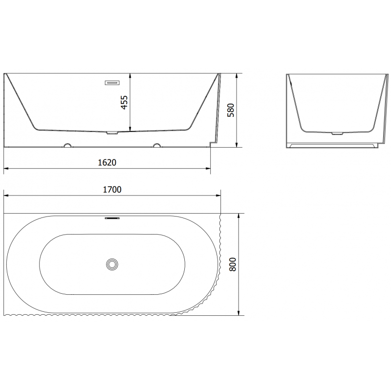 Mexen Gia naro kampinė vonia su grioveliais, kairinė, 170 x 80 cm, balta matinė, perpildymo anga pilkai šepečiuota