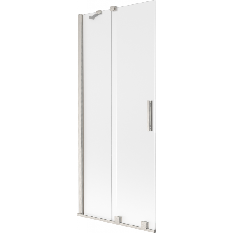 Mexen Velar vonios ekranas su 2 slankiojančiais sparnais 80 x 150 cm, šerkšnas, šlifuotas nikelis - 896-080-000-31-97