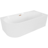 Mexen Gia laisvai pastatoma kampinė vonia su grioveliais, dešinė, 150 x 75 cm, balta blizgi, šlifuoto vario perpildymas