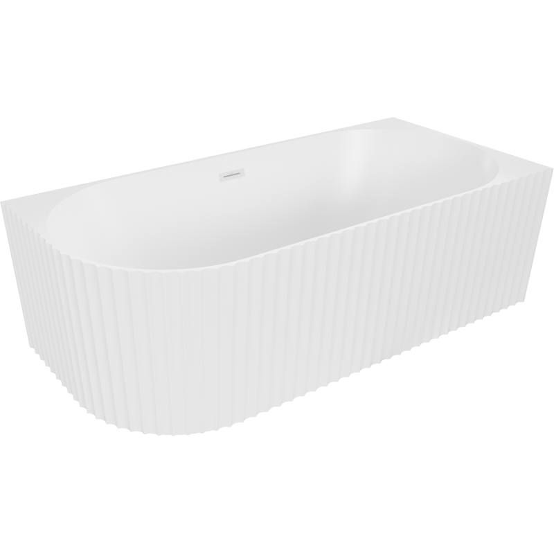 Mexen Gia laisvai pastatoma kampinė rifliuota vonia dešinė 170 x 80 cm, balta matinė, baltas perpylimas - 52701708001P-20