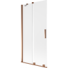 Mexen Velar dviejų dalių stumdomas vonios pertvaras 95 x 150 cm, matinė, rožinis auksas - 896-095-000-31-60
