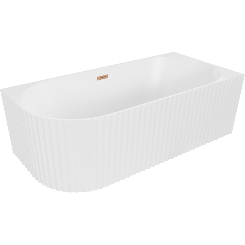 Mexen Gia vonia laisvai pastatoma kampinė griovelė dešinė 170 x 80 cm, balta matinė, vario perpildymas šlifuotas