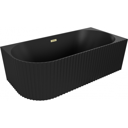 Mexen Gia laisvai stovinti kampinė rifliuota teisė 170 x 80 cm, juoda matinė, aukso šlifuotas perpylimas - 52701708071P-55