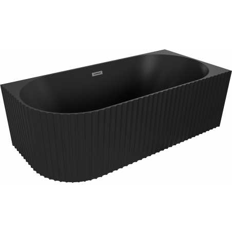 Mexen Gia laisvai pastatoma kampinė rifliuota vonia dešinė 170 x 80 cm, juoda matinė, perpildymas gun metal - 52701708071P-95