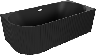 Mexen Gia laisvai stovinti kampinė banguota dešinė vonia 150 x 75 cm, matinė juoda, baltas perpylimas - 52701507571P-20