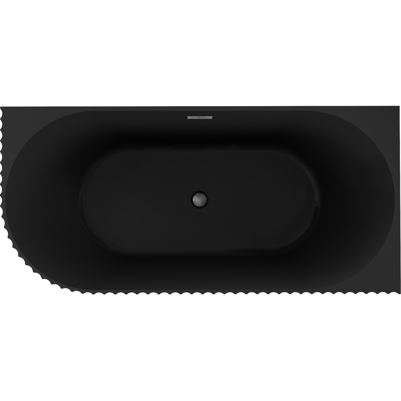 Mexen Gia stačiakampė laisvai pastatoma vonia, su rifliuotu dešiniuoju kampu, 150 x 75 cm, juodos matinės spalvos,