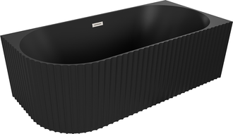 Mexen Gia laisvai stovinti kampinė rifliuota vonia, dešinė, 150 x 75 cm, juodas matinis, šlifuotas nikelis - 52701507571P-97
