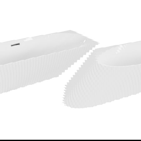 Mexen Gia laisvai stovinti kampinė vonia su grioveliais, dešinė pusė, 170 x 80 cm, balta blizgi, perpylimas pilkas