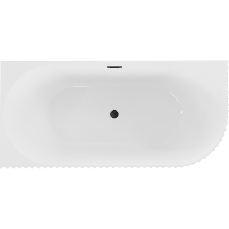 Mexen Gia laisvai stovinti rifliuota vonia, dešinė kampinė, 170 x 80 cm, balta blizgi, juodas persipylimas - 52701708000P-70