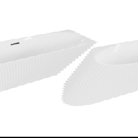 Mexen Gia laisvai pastatoma kampinė rifliuota dešinė vonia 170 x 80 cm, balta blizgi, persipylimas gun metal - 52701708000P-95