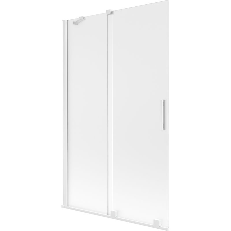 Mexen Velar dviejų dalių stumdomas vonios kambario ekranas 110 x 150 cm, matinis, baltas - 896-110-000-31-20