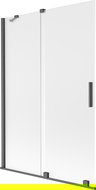Mexen Velar dviejų durų slankiojamoji vonios pertvara 120 x 150 cm, matinė, šepečiu valyta gun gray - 896-120-000-31-66