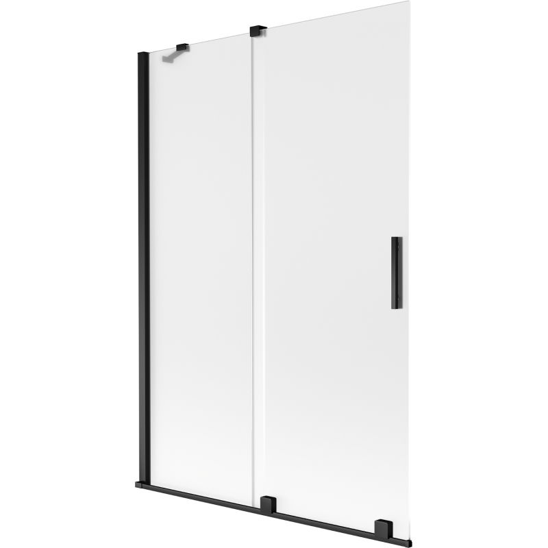 Mexen Velar dviejų dalių slankiojanti vonios pertvara 120 x 150 cm, matinė, juoda - 896-120-000-31-70
