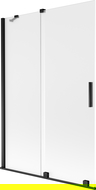 Mexen Velar dvisparnis stumdomas vonios ekranas 120 x 150 cm, matinė danga, juodas - 896-120-000-31-70