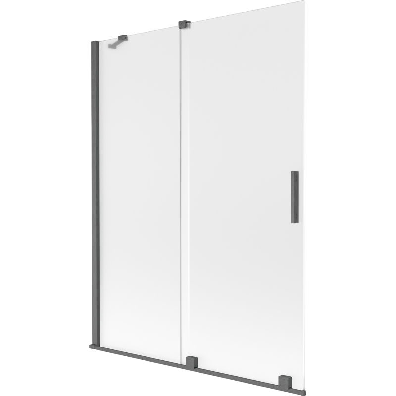 Mexen Velar dviejų dalių stumdomas vonios ekranas 130 x 150 cm, matinė išvaizda, šešėlinė pilka šlifuota - 896-130-000-31-66