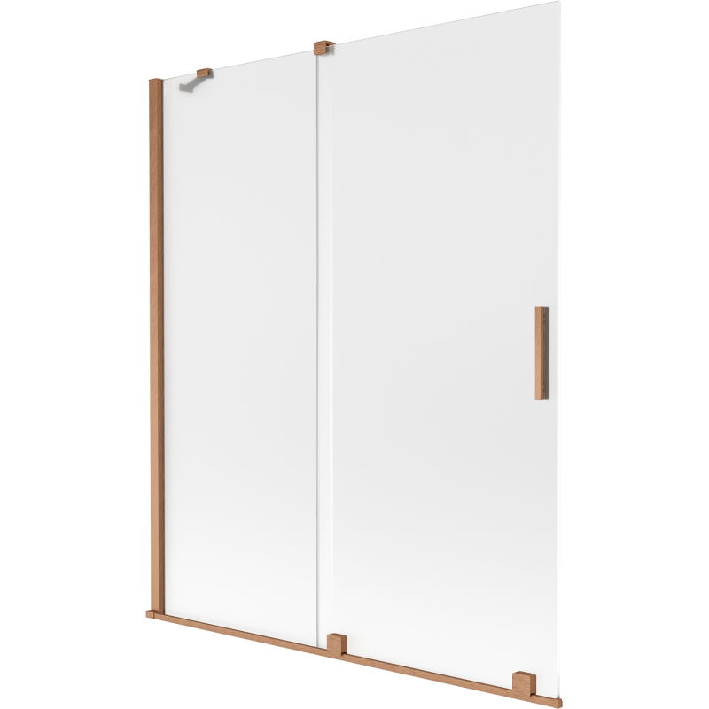Mexen Velar dviejų dalių stumdomas vonios pertvara 140 x 150 cm, matinė, šlifuotas varis - 896-140-000-31-65