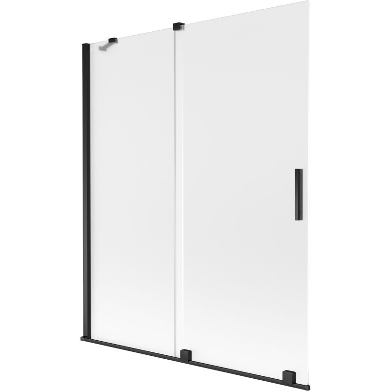 Mexen Velar dviejų dalių stumdomas vonios ekranas 140 x 150 cm, matinis, juodas - 896-140-000-31-70