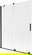 Mexen Velar dviejų dalių stumdomas vonios ekranas 140 x 150 cm, matinis, juodas - 896-140-000-31-70