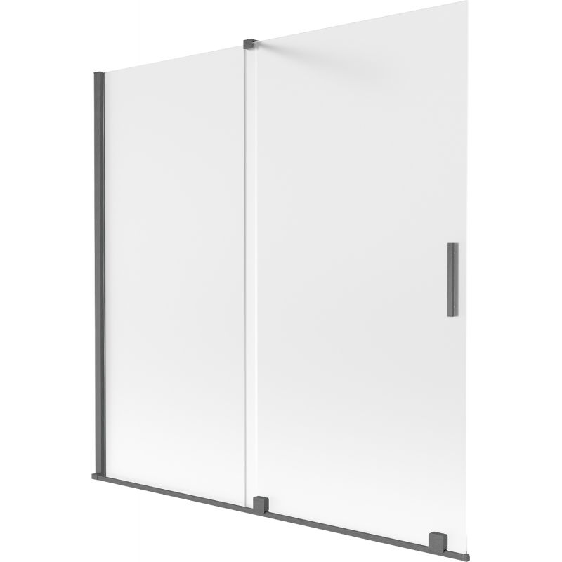 Mexen Velar vonios durys 2 dalių stumdomos 160 x 150 cm, matinės, šepečiu šukuotos pilkos spalvos - 896-160-000-31-66