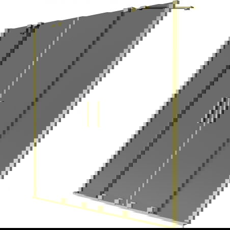 Mexen Velar Duo vonios pertvara 2-dalių stumdomoji 150 x 150 cm, grafitas, auksinis šlifuotas - 896-150-000-42-55
