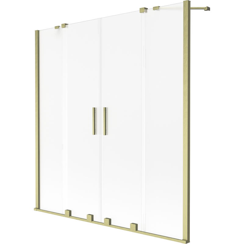 Mexen Velar Duo vonios sienelė su 2 lenkiamais slankiojančiais sparnais 150 x 150 cm, matinė, auksinė matinė - 896-150-000-32-55