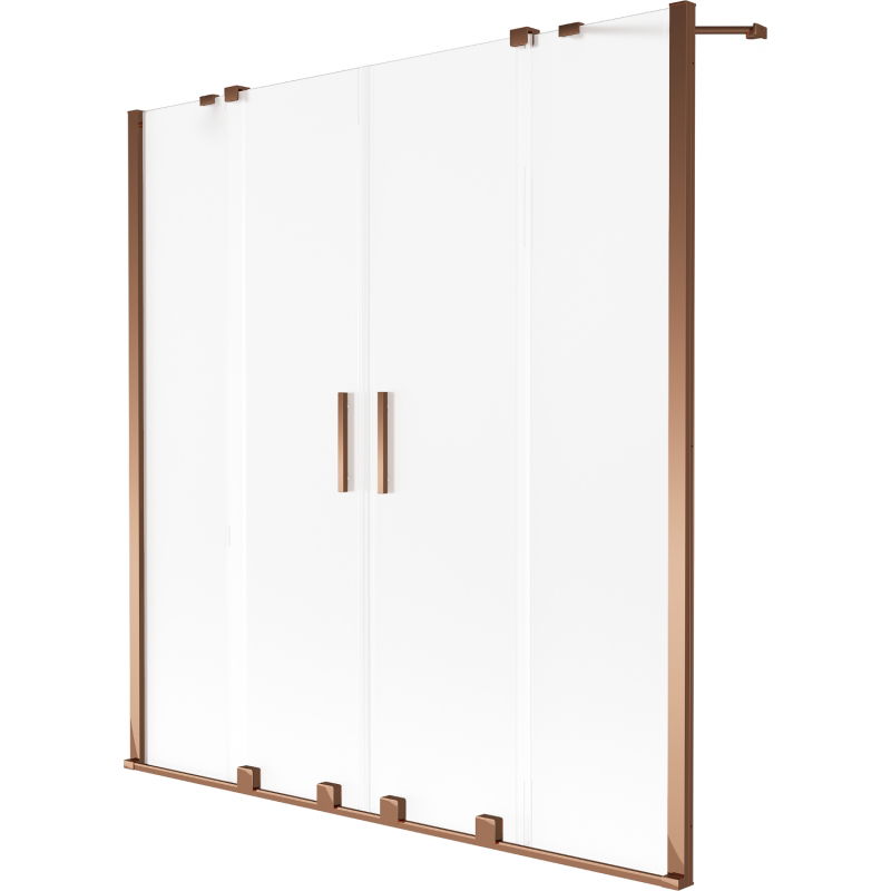 Mexen Velar Duo vonios ekrano dviejų durų stumdomos 150 x 150 cm, matinės, rožinis auksas - 896-150-000-32-60