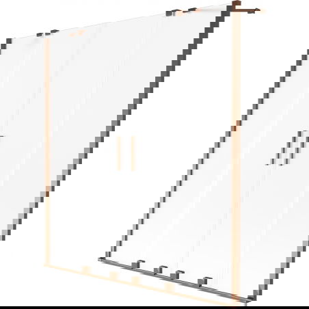 Mexen Velar Duo vonios ekranas, 2-jų dalių stumdomas 150 x 150 cm, matinė danga, rausvas auksas - 896-150-000-32-60
