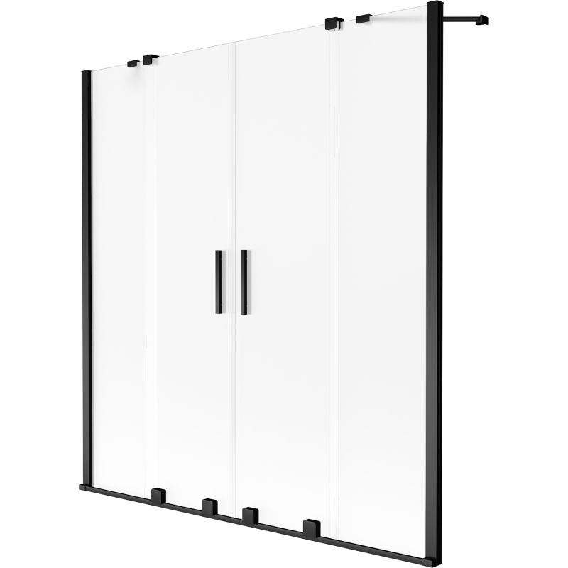 Mexen Velar Duo vonios pertvara, dviejų dalių, stumdomos 150 x 150 cm, matinė, juoda - 896-150-000-32-70