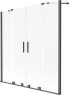 Mexen Velar Dviejų dalių dviejų skyrių vonios pertvara 150 x 150 cm, matinė, ginklinis metalas - 896-150-000-32-95