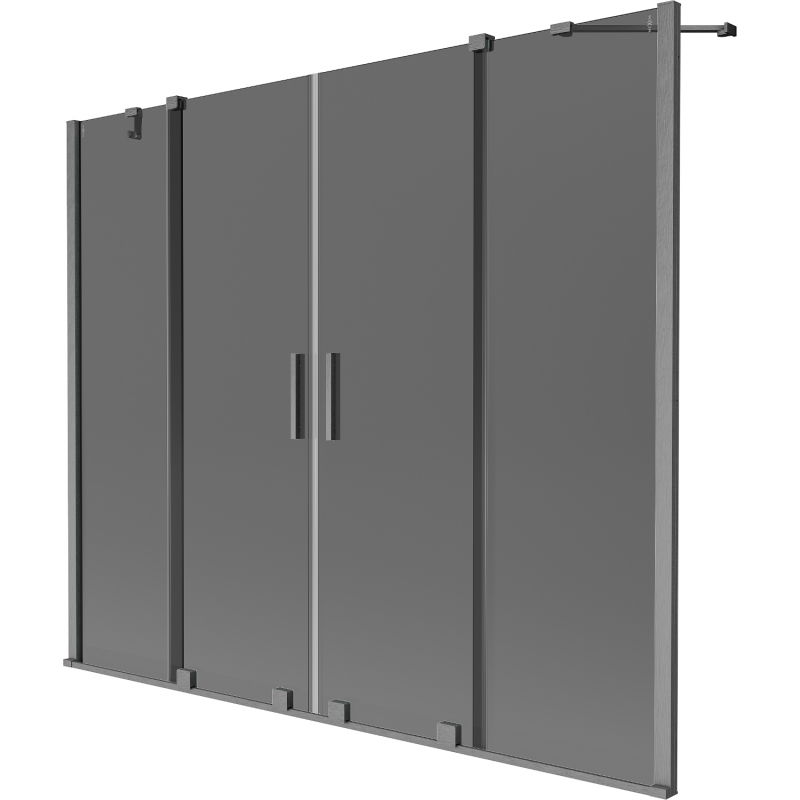 Mexen Velar Duo vonios ekrano stumdomos durys, 2 sparnai, 180 x 150 cm, grafitas, šlifuotas gun gray - 896-180-000-42-66