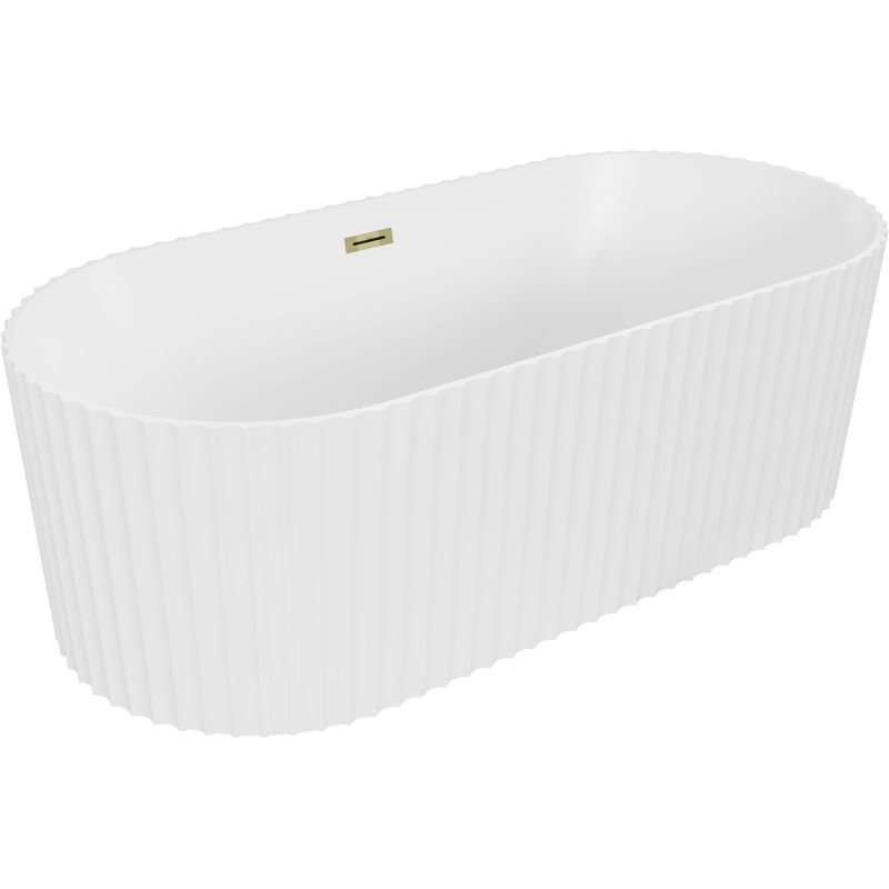 Mexen Paola laisvai stovinti rifliuota vonia 170 x 80 cm, balta matinė, auksinė perpylimas - 52721708001-50