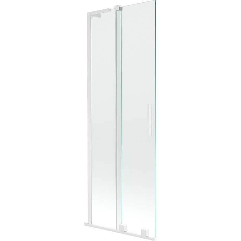 Mexen Velar L vonios ekranas su 2 judančiais durimis 70 x 150 cm, skaidrus, baltas - 896-070-003-01-20