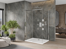 Mexen Omega stumdoma dušo kabina 120 x 70 cm, Skaidrus, Chromo + dušo padėklas Flat - 825-120-070-01-00-4010