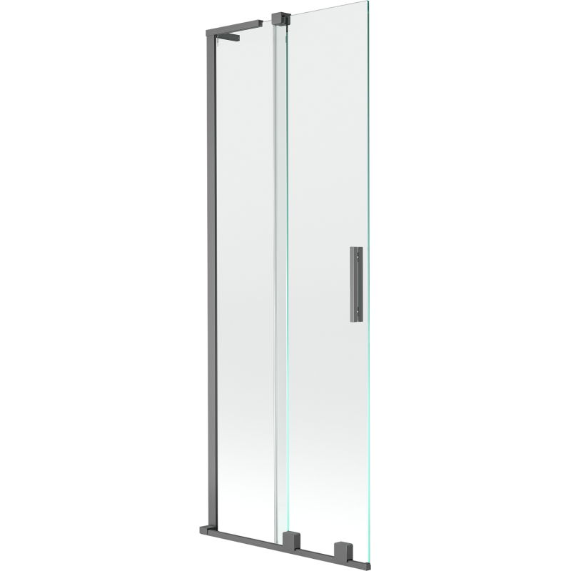 Mexen Velar L vonios pertvara su 2 slankiojančiomis durimis 75 x 150 cm, permatomas, tamsus metalas - 896-075-003-01-95
